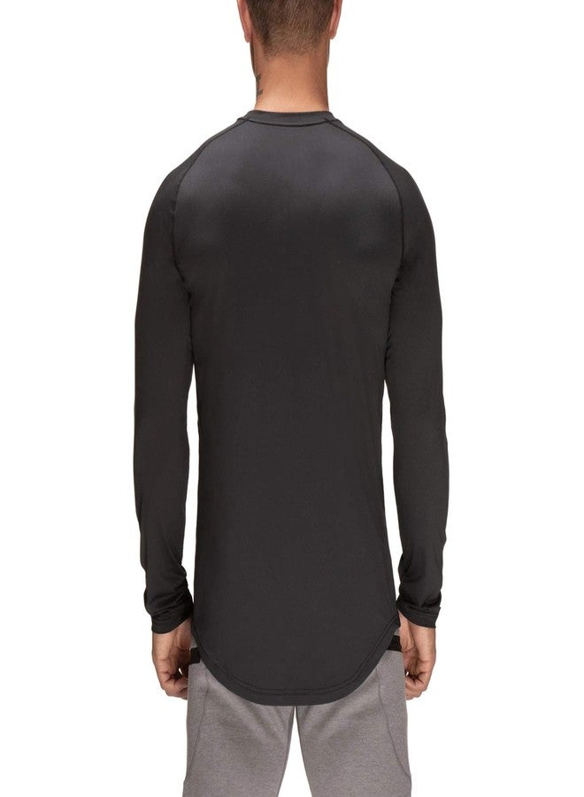 TEZO Mens Gym Workout Slim Fit Long Sleeve T-Shirt Cotton Performance Athletic Shirts Running Fitness Tee Loungewear(BK 2XL) - Image 3